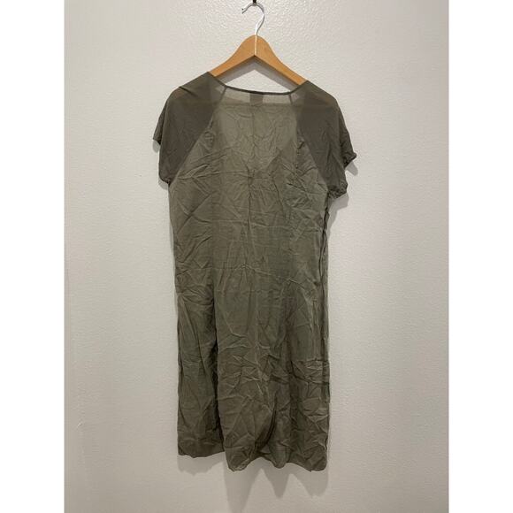 KristenseN Du Nord Womens Midi Dress Size 4 Gray Crepe V Neck Sheer Lagenlook - Picture 4 of 7